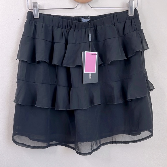 Black ruffle chiffon skirt and tube top set PLT size 10 - Picture 2 of 5